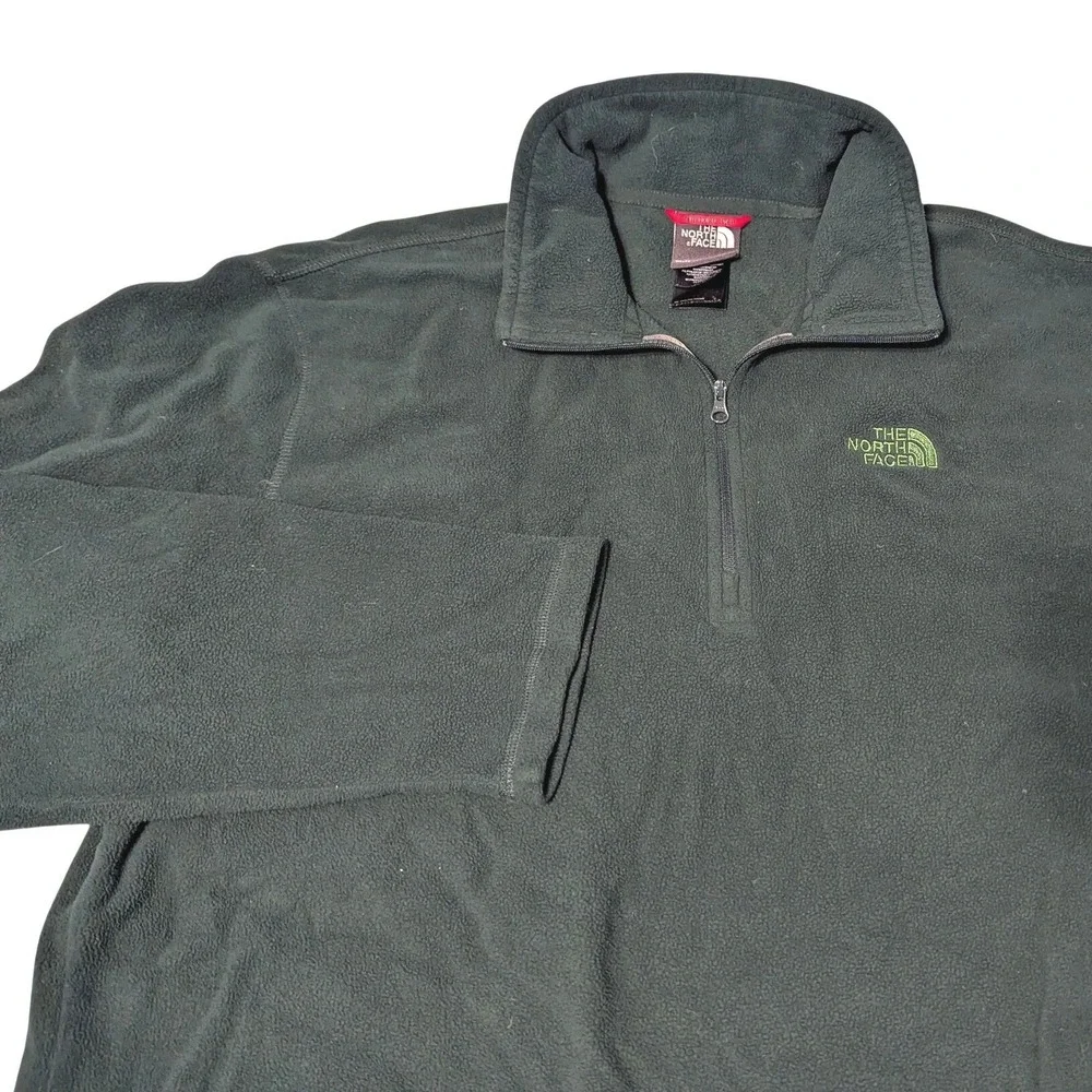 The North Face Mens Forest Green Polartec Quarter Zip Fleece Pullover Large